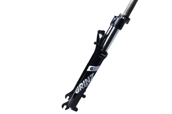 Вилка GRINZ ES 456 HLO 26"*1.1\8" ход 110мм, локаут гидравлический, предварительное сжатие, алюминиевая, черный/белый, 2,6кг